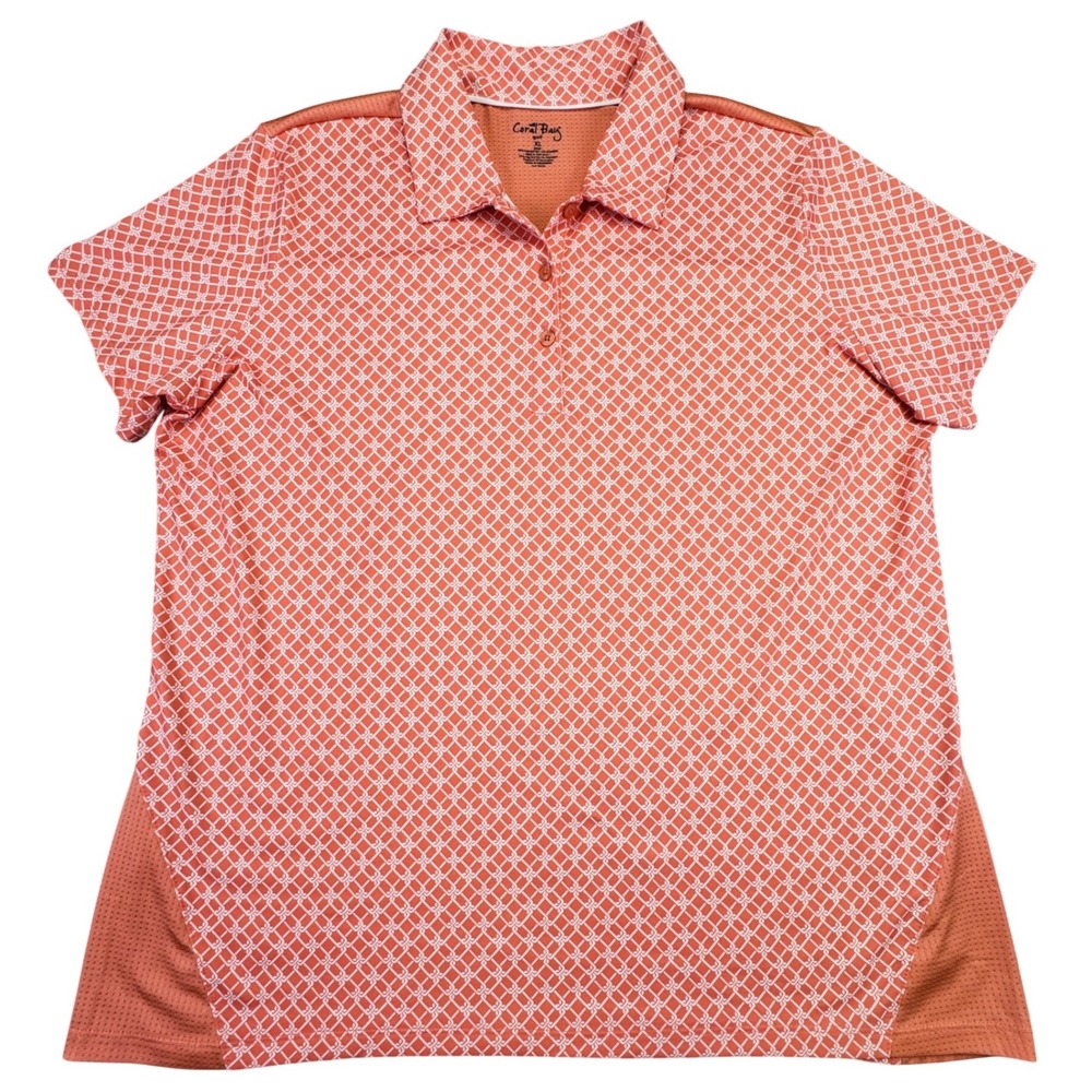 Coral Bay Men's‎ Polo XL Golf Polo Pink Orange Moisture Wicking Short Sleeve